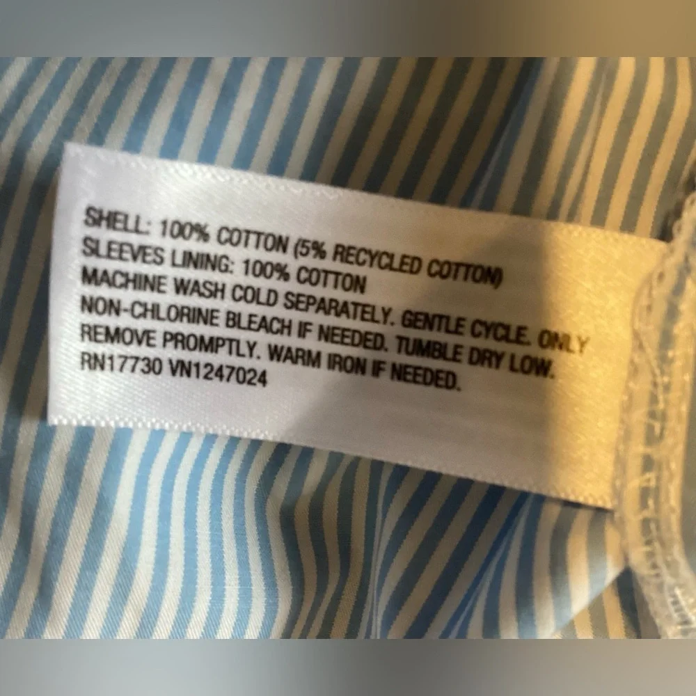 Kate Spade new york x Target Blue/White Women's Stripe Puff sleeve Blouse  Sz M - Picture 9 of 11